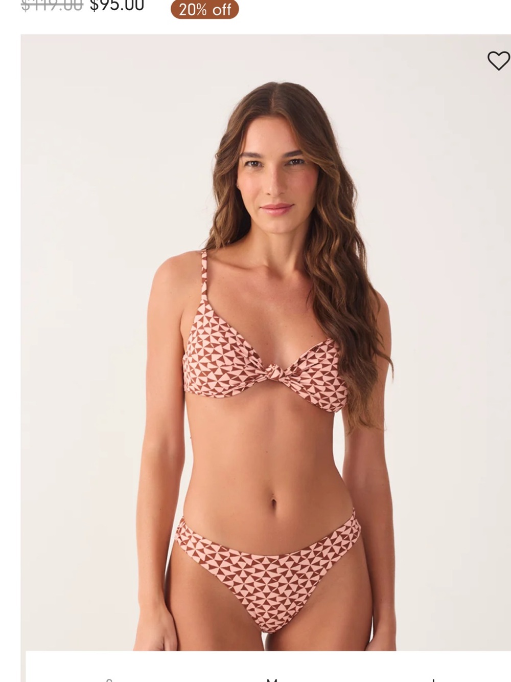 Geo-Print Knot Front Bikini Set - Light Pink
